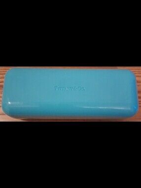 EUC Tiffany & Co. Blue Leather Hard Clam Shell Travel Glasses Sunglasses Case